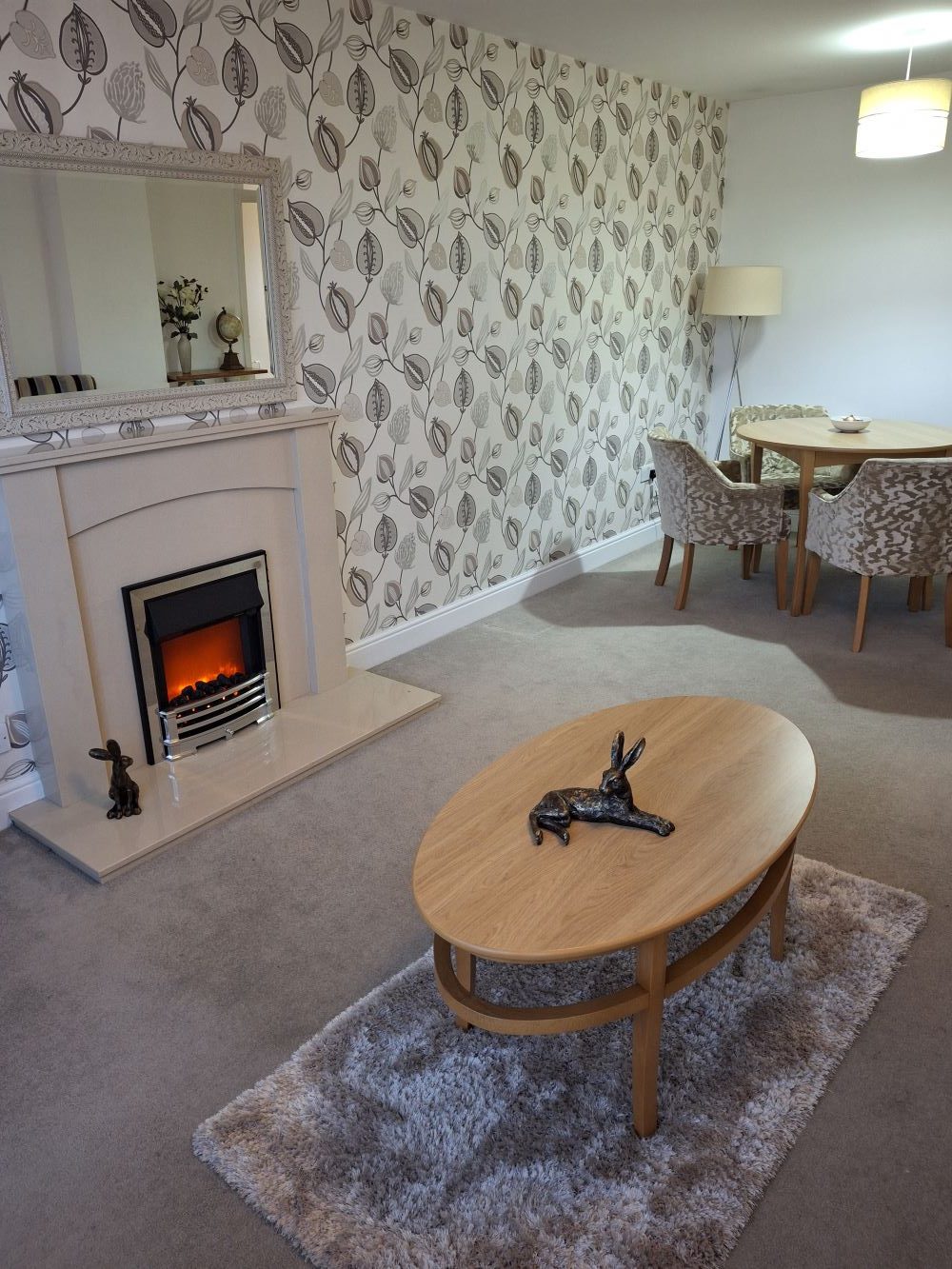 Apartment 2 Loung Feature Fireplace, Retirement Apartment, Honeybourne Gate